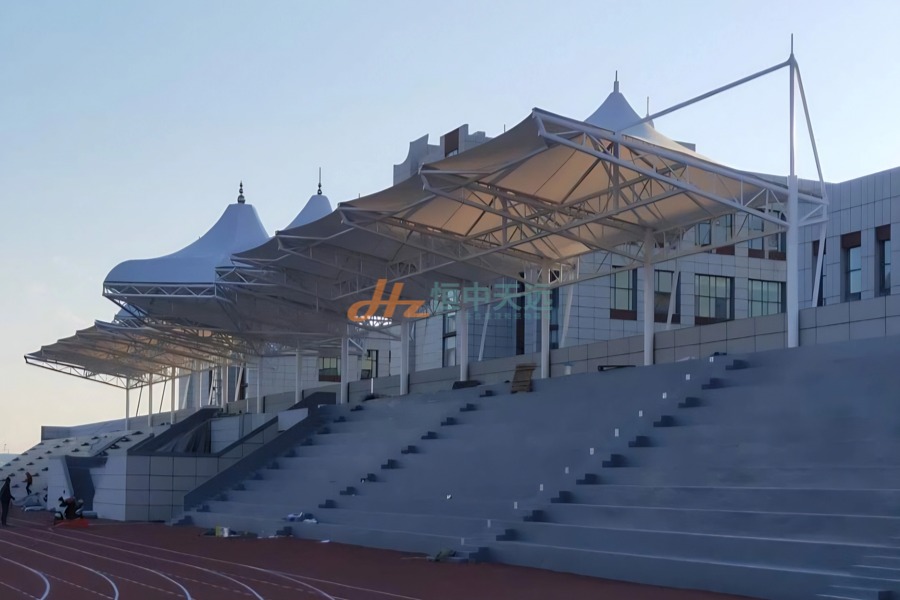 鄂尔多斯蒙古族中学体育场看台膜结构工程
